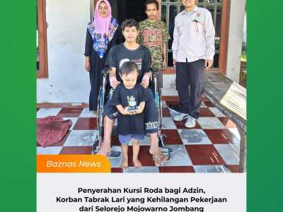 BAZNAS Jombang Salurkan Bantuan Kursi Roda untuk Korban Tabrak Lari