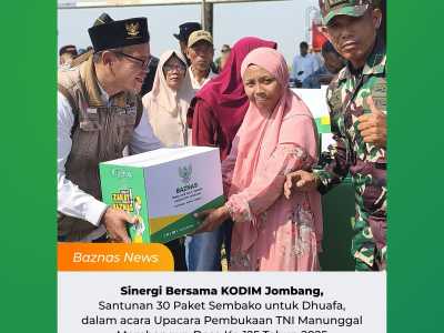 BAZNAS Jombang Bersama KODIM 0814 Salurkan 30 Paket Sembako untuk Dhuafa dalam Pembukaan TMMD ke-125