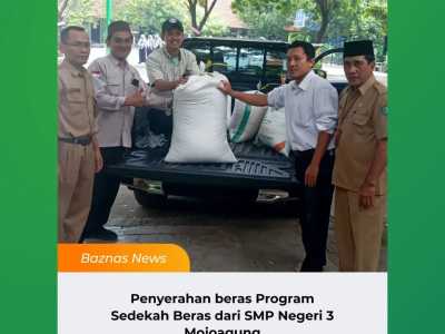 Didik Jiwa Sosial Sejak Dini, SMPN 3 Mojoagung Donasikan 223 Kg Beras